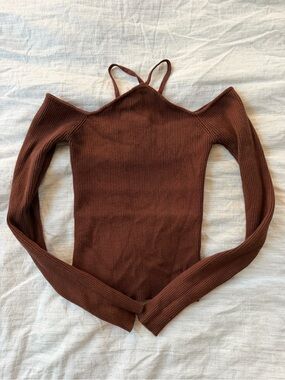 DISSH Ribbed Double-Strap Top in Deep Chocolate